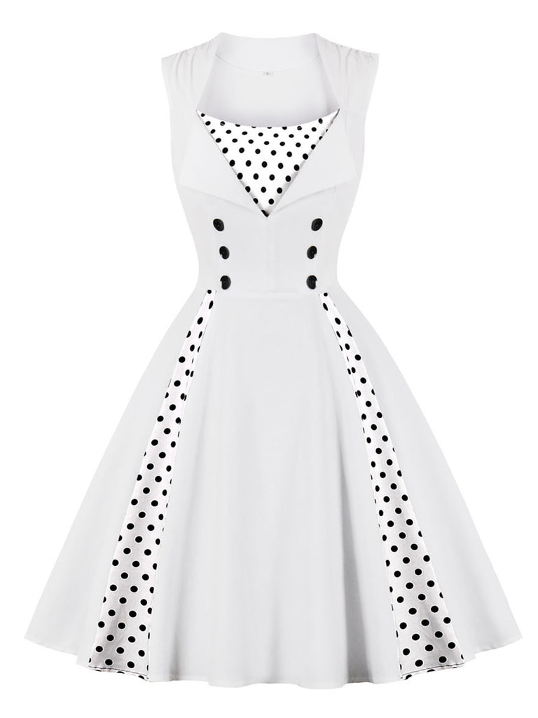 1950s Polka Dots Lapel Patchwork Swing Dress — vintage elegance for the modern woman