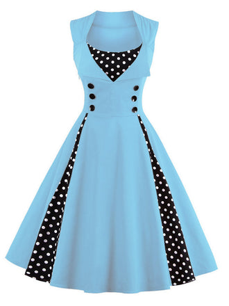 1950s Polka Dots Lapel Patchwork Swing Dress: timeless style reimagined