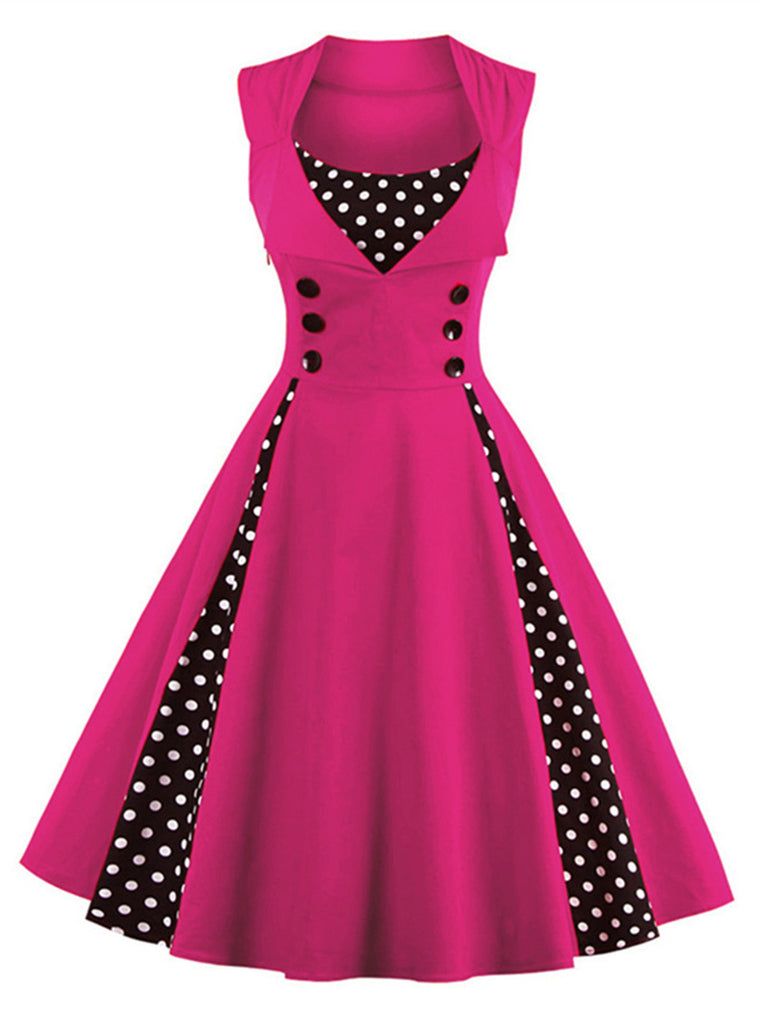1950s Polka Dots Lapel Patchwork Swing Dress: timeless style reimagined