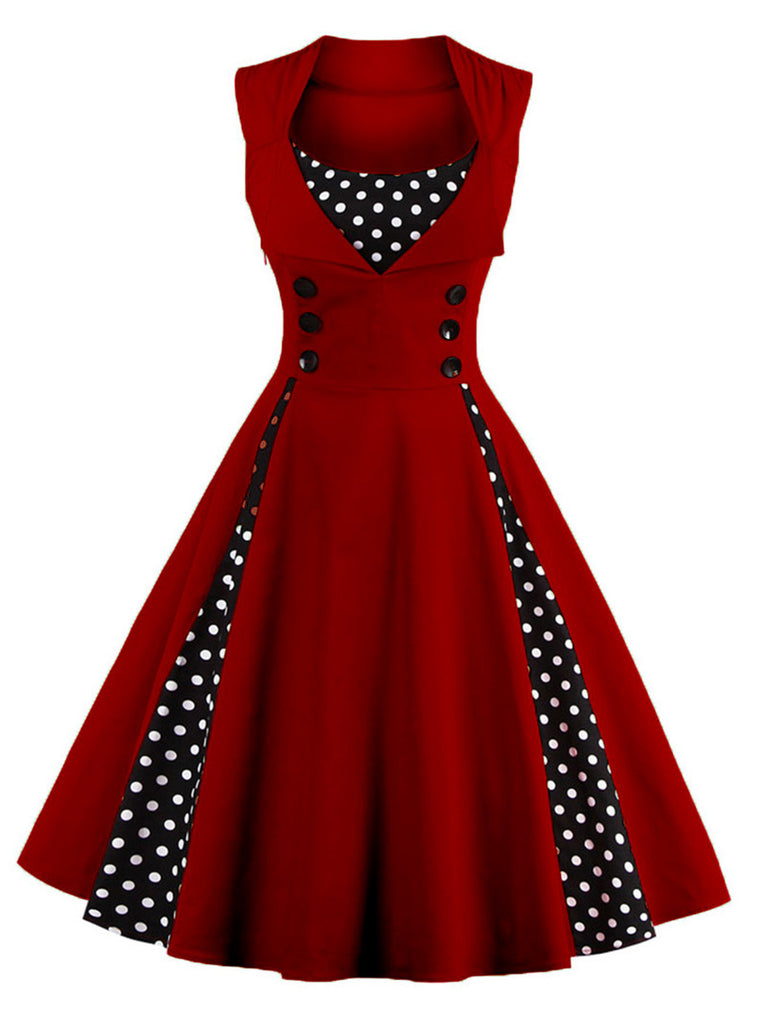 1950s Polka Dots Lapel Patchwork Swing Dress: timeless style reimagined
