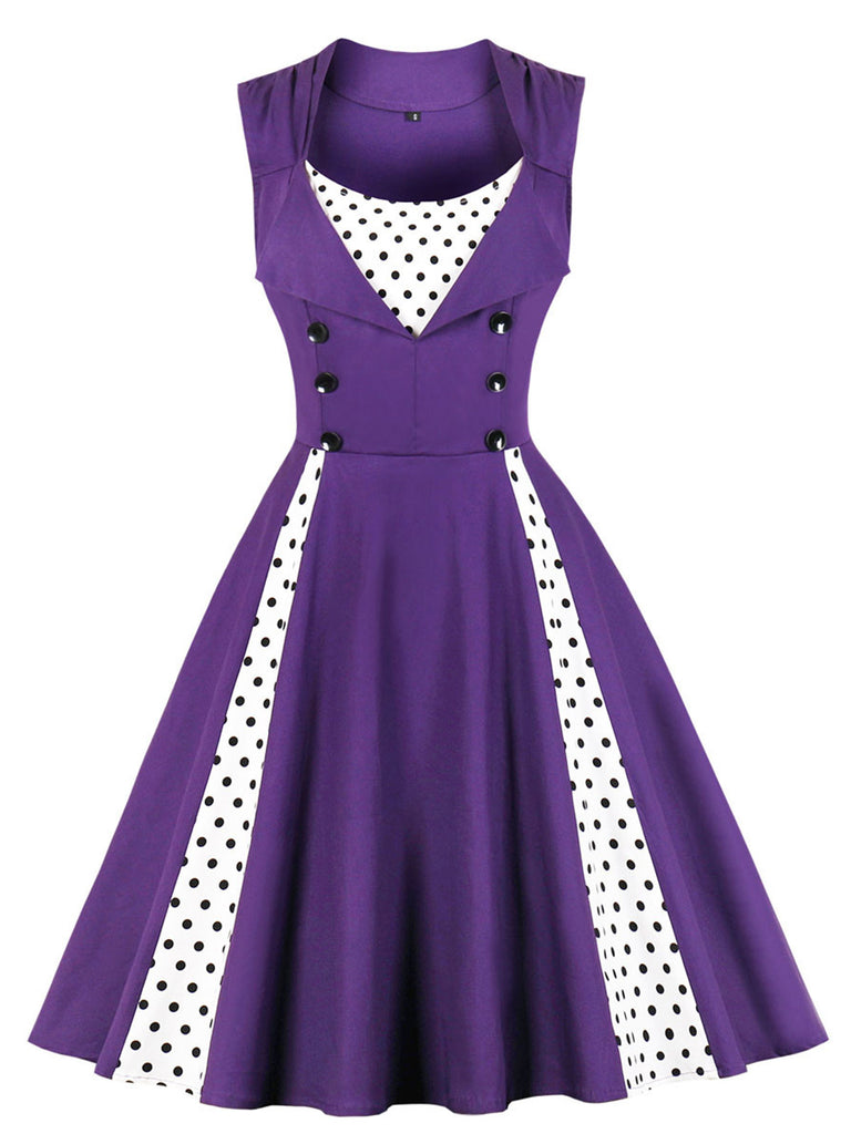 1950s Polka Dots Lapel Patchwork Swing Dress: timeless style reimagined