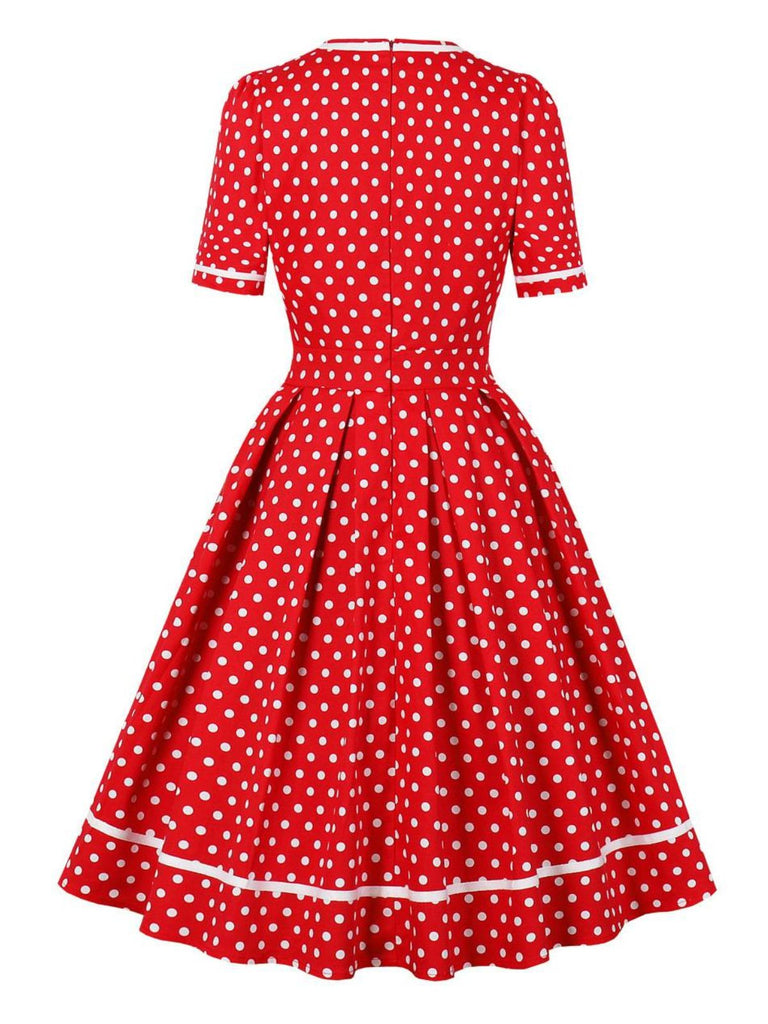 1950s Polka Dots Patchwork Swing Dress: where 1950s romance meets her modern spirit