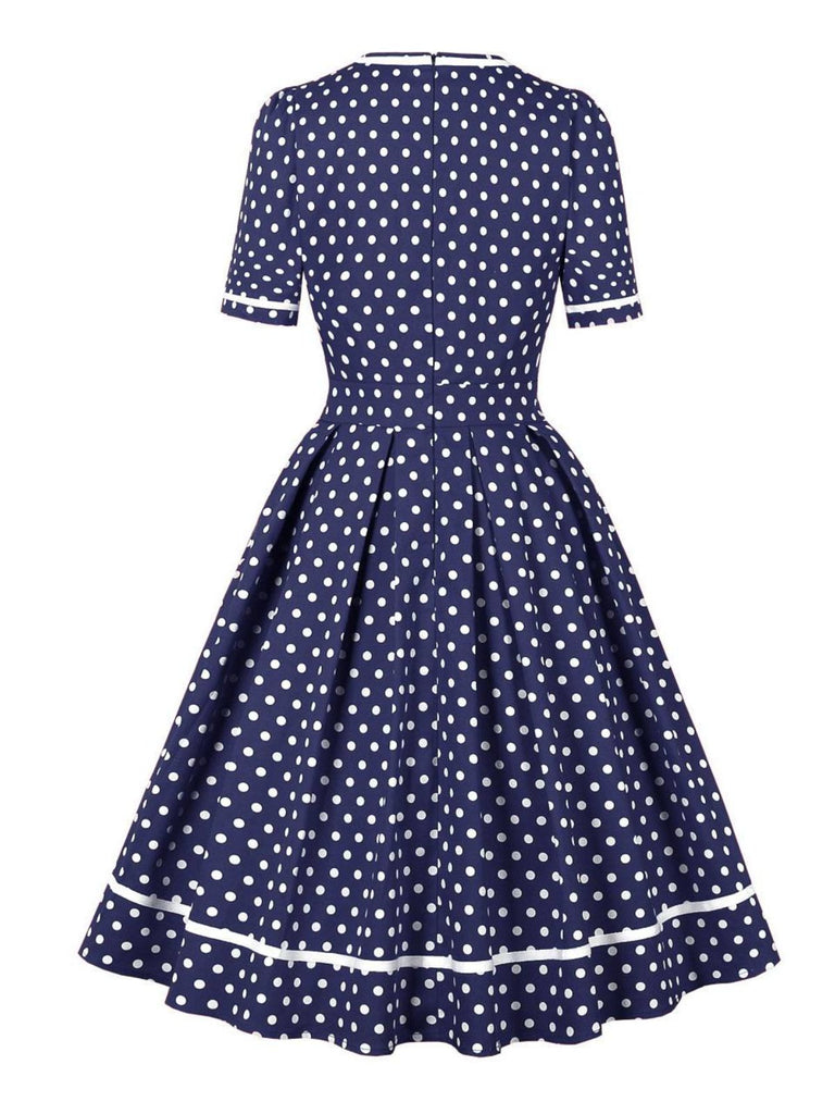 1950s Polka Dots Patchwork Swing Dress — the kind of 1950s dress that makes strangers smile