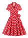 This 1950s Polka Dots Waist Tie Lapel Dress wraps her in 1950s elegance, one twirl at a time