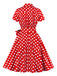 1950s Polka Dots Waist Tie Lapel Dress — the kind of 1950s dress that makes strangers smile