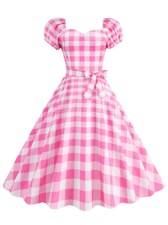 1950s Puff Sleeve Lace-Up Swing Dress: timeless style reimagined
