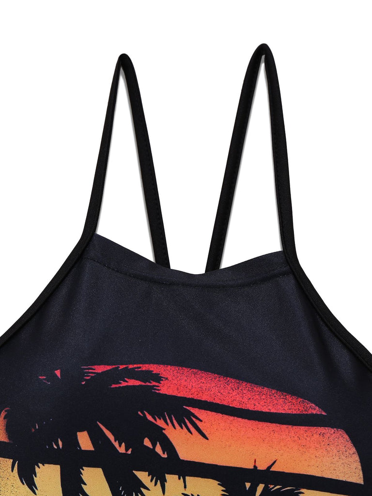 1950s Punk Halter Backless Lace-Up Crop Top - vintage fashion, retro style