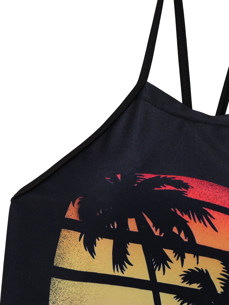 1950s Punk Halter Backless Lace-Up Crop Top - vintage fashion, retro style