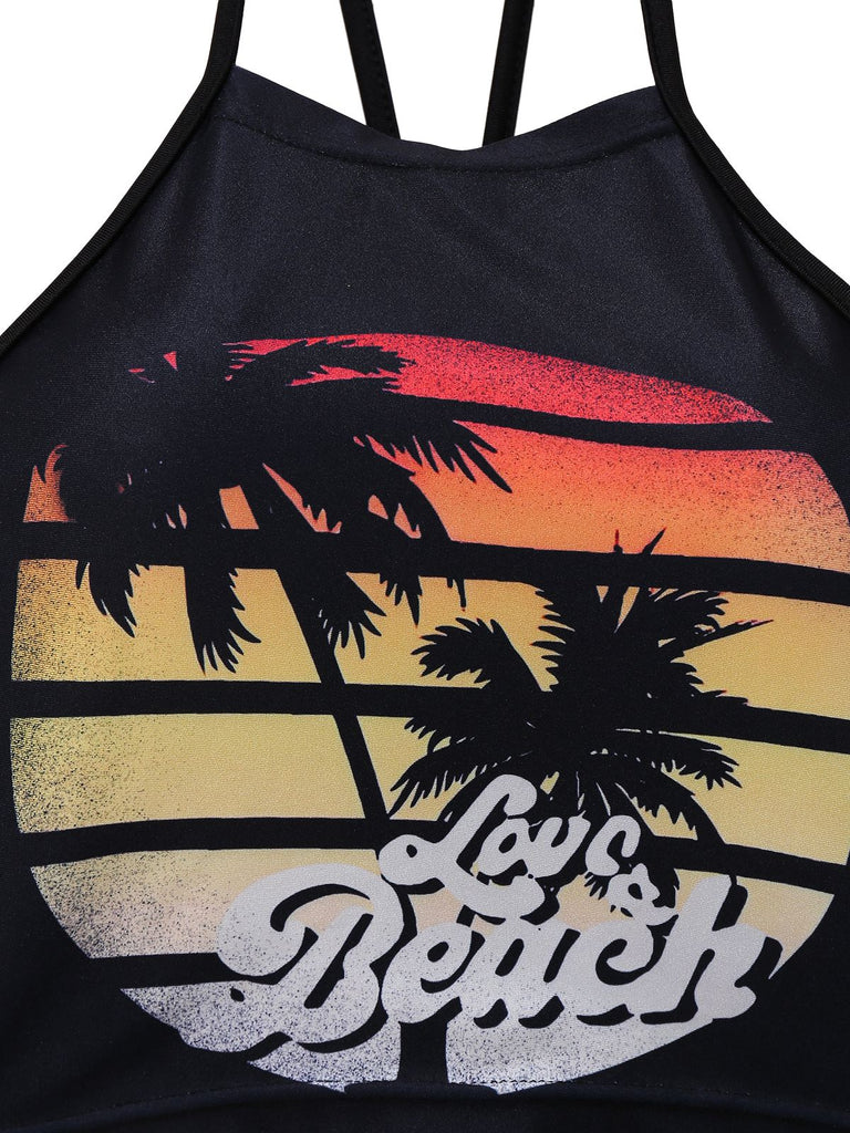 1950s Punk Halter Backless Lace-Up Crop Top - vintage fashion, retro style