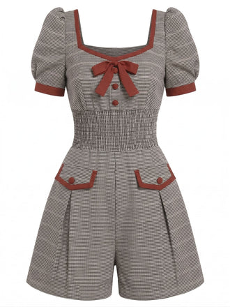 1950s Raspberry Puff Sleeves Romper - vintage jumpsuit, retro fashion