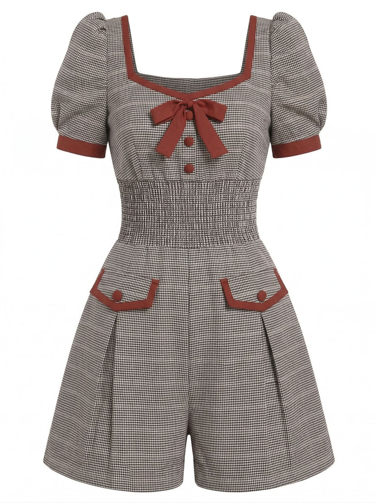 Black 1950s Raspberry Puff Sleeves Romper, vintage romper, retro jumpsuit - perfect for women who love vintage and retro fashion