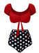 1950s Red & Black Polka Dot Halter Swimsuit, vintage swimsuit, pin-up swimwear - perfect for women who love vintage and retro fashion