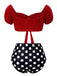 1950s Red & Black Polka Dot Halter Swimsuit, vintage swimsuit, pin-up swimwear - perfect for women who love vintage and retro fashion