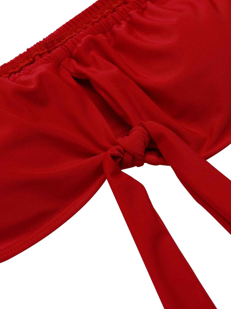 1950s Red & Black Polka Dot Halter Swimsuit: timeless style reimagined