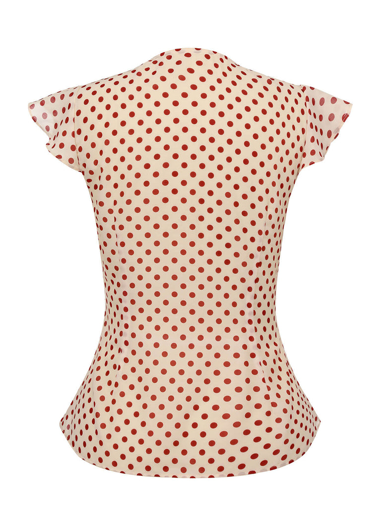 1950s Red Polka Dot Fly Sleeve Blouse — vintage elegance for the modern woman