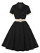 She slips into this 1950s Retro Contrast Short-Sleeved Lapel Dress and suddenly it's a 1950s daydream