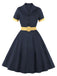 1950s Retro Contrast Short-Sleeved Lapel Dress: where 1950s romance meets her modern spirit