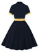 This 1950s Retro Contrast Short-Sleeved Lapel Dress wraps her in 1950s elegance, one twirl at a time