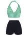 1950s Retro Halter Stripes Bikini Set - vintage fashion, retro style