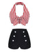 She's wearing 1950s Retro Halter Stripes Bikini Set and the whole beach remembers the 1950s