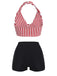 1950s Retro Halter Stripes Bikini Set: 1950s Riviera elegance, reimagined for her