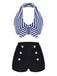 This 1950s Retro Halter Stripes Bikini Set carries 1950s vacation dreams in every stitch