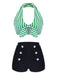 She's wearing 1950s Retro Halter Stripes Bikini Set and the whole beach remembers the 1950s