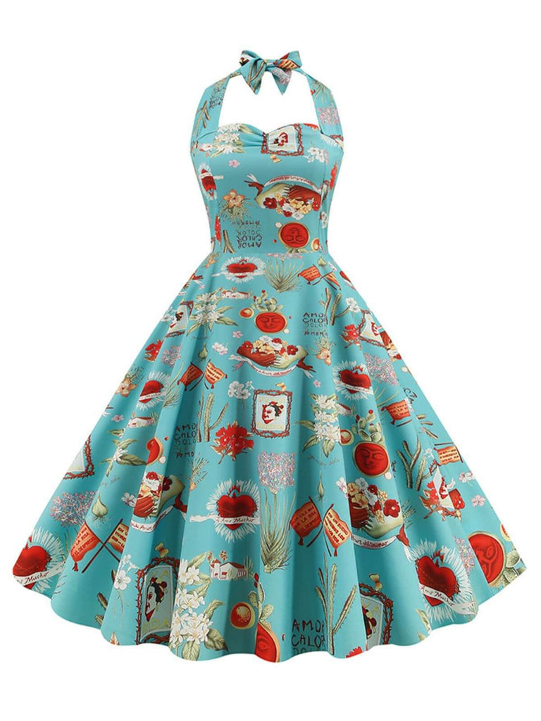 1950s Retro Pictorial Halter Swing Dress | Retro Stage 1950s Retro Pictorial Halter Swing Dress | Retro Stage
