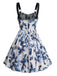 She slips into this 1950s Roses Straps Lace-Up Pleated Dress and suddenly it's a 1950s daydream