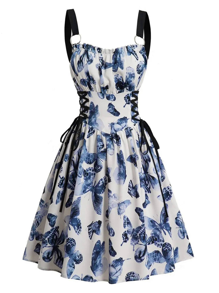 This 1950s Roses Straps Lace-Up Pleated Dress wraps her in 1950s elegance, one twirl at a time