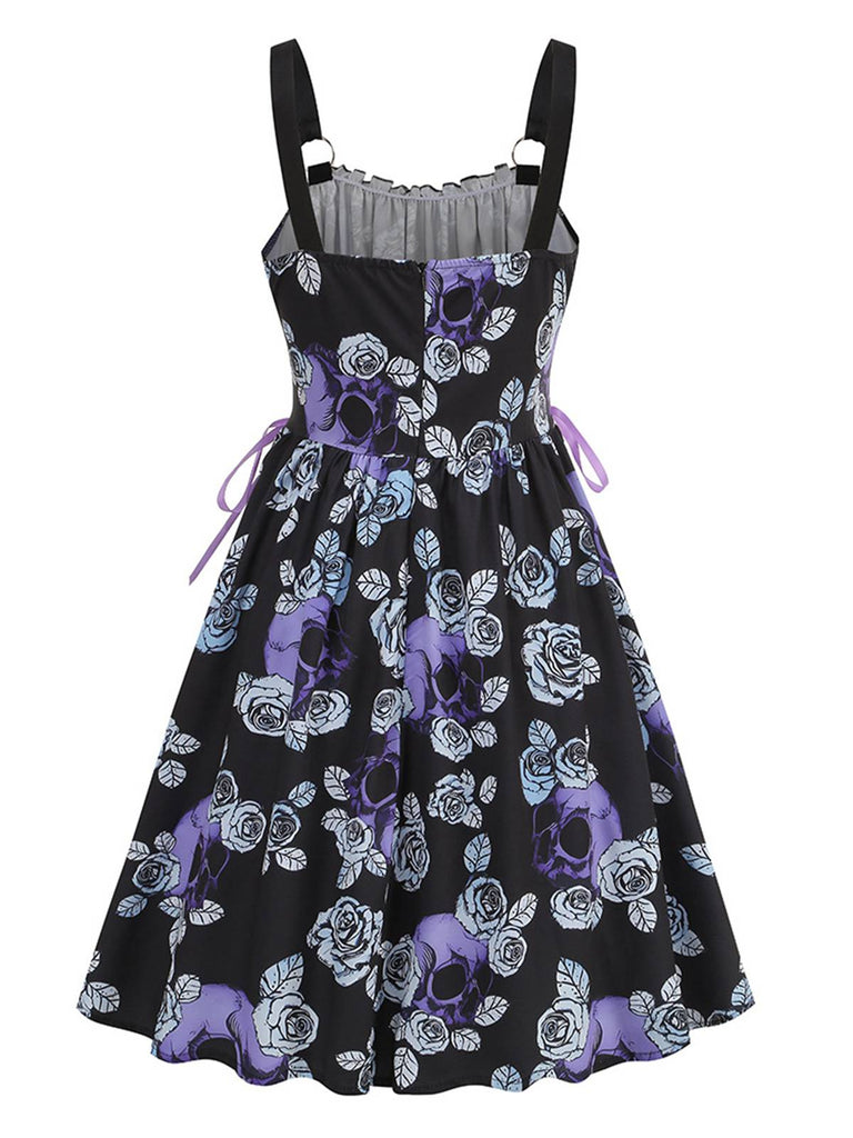 This 1950s Roses Straps Lace-Up Pleated Dress wraps her in 1950s elegance, one twirl at a time