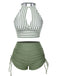 1950s Round Neck Halter Hollow Striped Swimsuit — because 1950s glamour never goes out of style