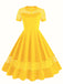 1950s Round Neck Hollow Solid Dress — a 1950s silhouette that turns sidewalks into runways