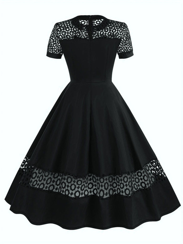 1950s Round Neck Hollow Solid Dress — the kind of 1950s dress that makes strangers smile