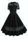 She slips into this 1950s Round Neck Hollow Solid Dress and suddenly it's a 1950s daydream