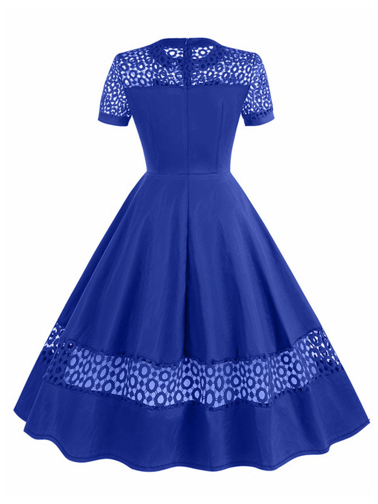 1950s Round Neck Hollow Solid Dress — the kind of 1950s dress that makes strangers smile
