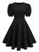 1950s Round Neck Puff Sleeve A-Line Dress — a 1950s silhouette that turns sidewalks into runways