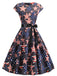 She slips into this 1950s Round Neck Stars Belted Dress and suddenly it's a 1950s daydream