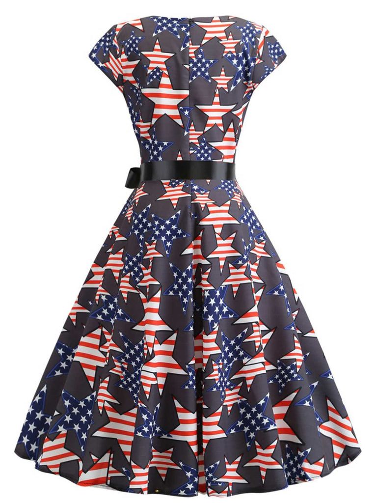 This 1950s Round Neck Stars Belted Dress wraps her in 1950s elegance, one twirl at a time