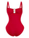1950s Ruched Cutout Tummy Control One-Piece Swimsuit: beautiful vintage swimwear, retro swimsuit, pin-up style with timeless appeal