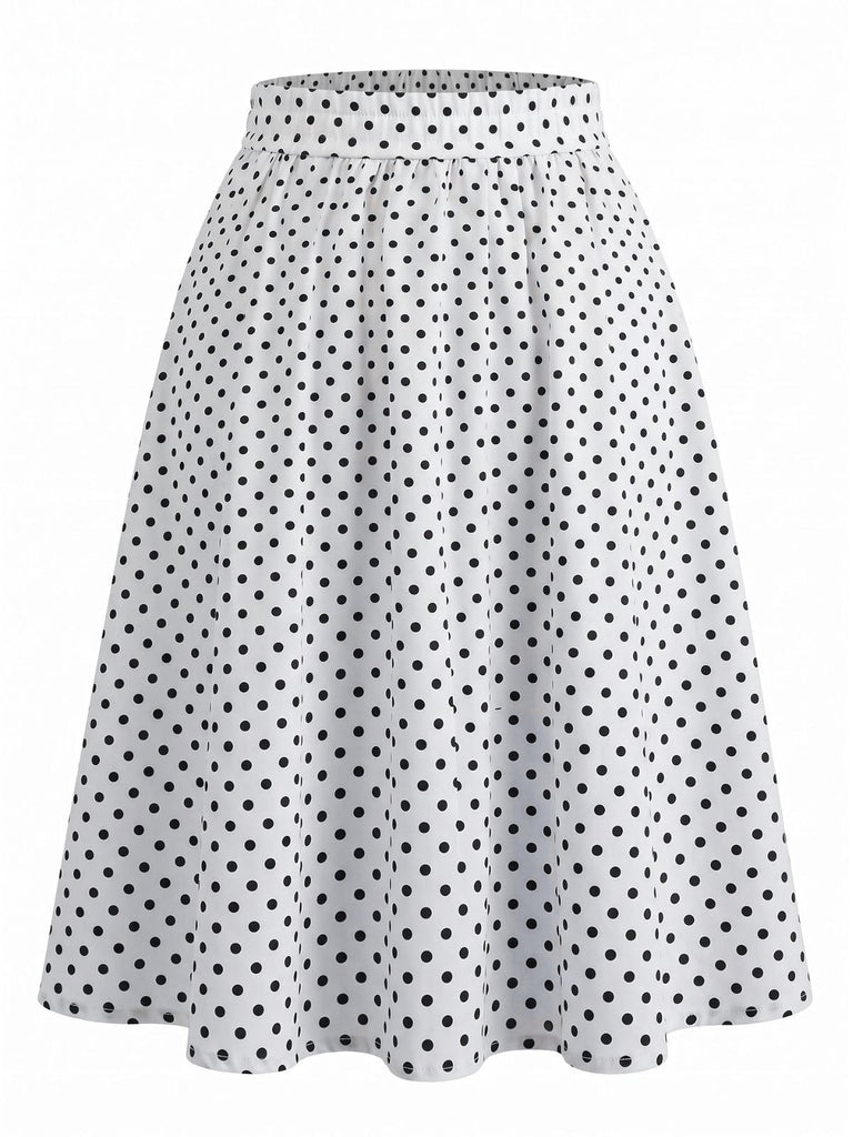 1950s Plaid Puff Sleeve Lapel Collar Skirt 5