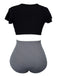 1950s Ruffle Sleeve Lace-Up Patchwork Swimsuit — because 1950s glamour never goes out of style