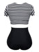 She's wearing 1950s Ruffle Sleeve Lace-Up Patchwork Swimsuit and the whole beach remembers the 1950s