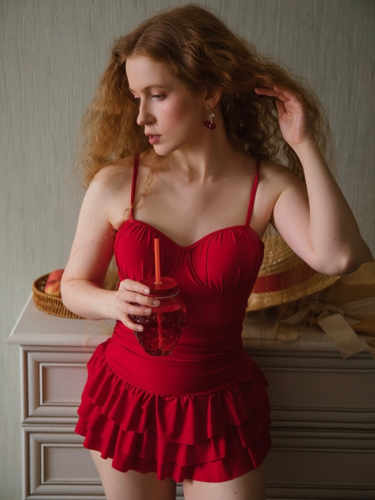 red dress swimwear Montego Mini Dress