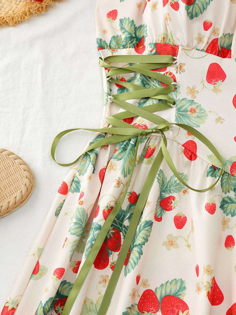 1950s Ruffled Square Neck Sleeveless Floral Print Swing Dress, vintage dress, retro fashion, rockabilly, pin-up fashion - perfect for women who love vintage and retro fashion