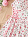 Blue 1950s Ruffled Square Neck Sleeveless Floral Swing Dress