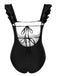 She's wearing 1950s Ruffles Backless Solid One-Piece Swimsuit and the whole beach remembers the 1950s