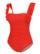 1950s Ruffles Backless Solid One-Piece Swimsuit — because 1950s glamour never goes out of style
