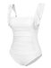She's wearing 1950s Ruffles Backless Solid One-Piece Swimsuit and the whole beach remembers the 1950s
