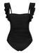 1950s Ruffles Backless Solid One-Piece Swimsuit — because 1950s glamour never goes out of style